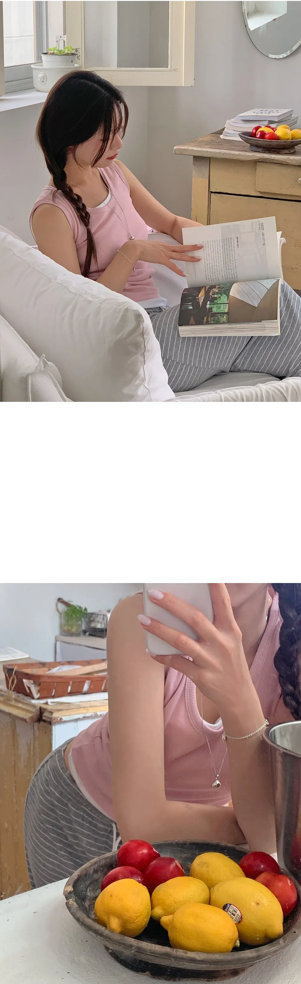 이지골지 라운드넥 슬림핏 베이직 나시