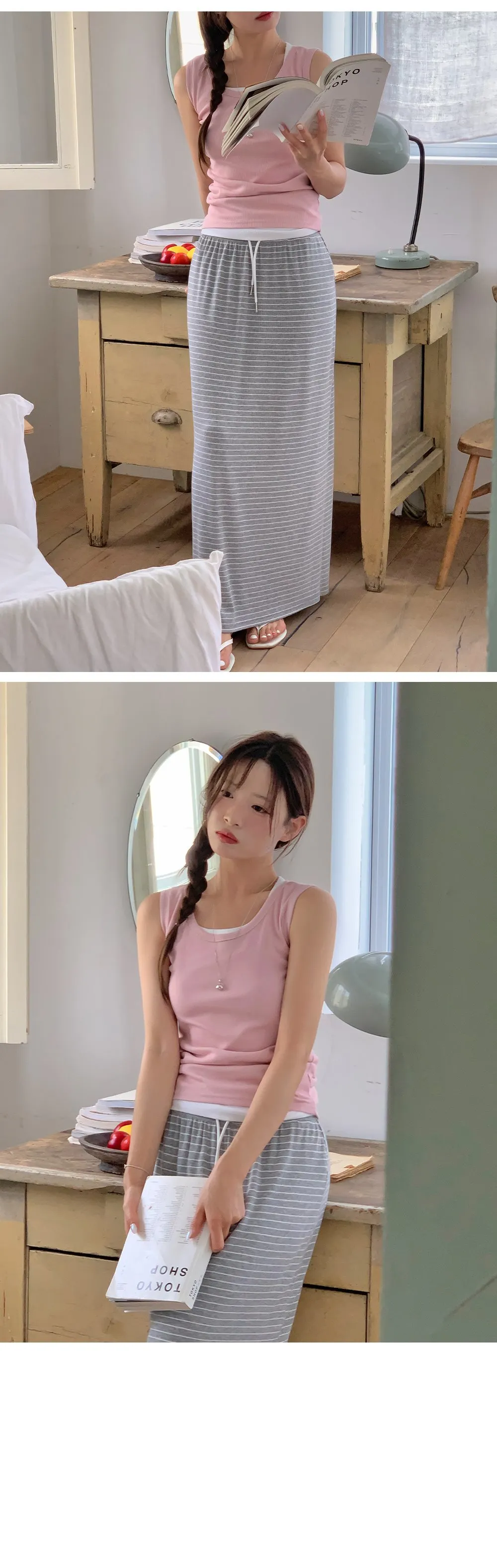 이지골지 라운드넥 슬림핏 베이직 나시