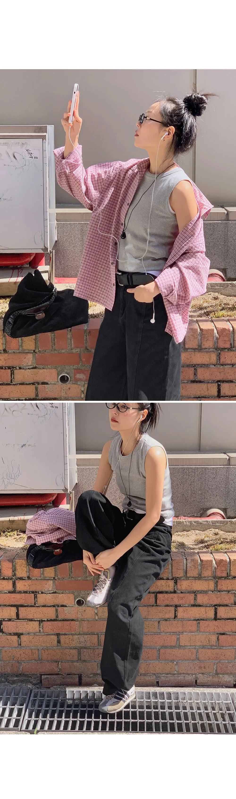 이지골지 라운드넥 슬림핏 베이직 나시