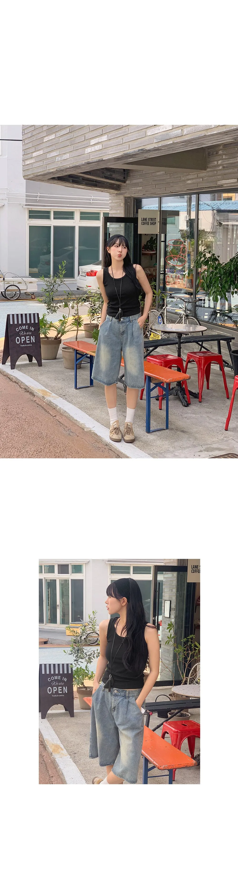 이지골지 라운드넥 슬림핏 베이직 나시