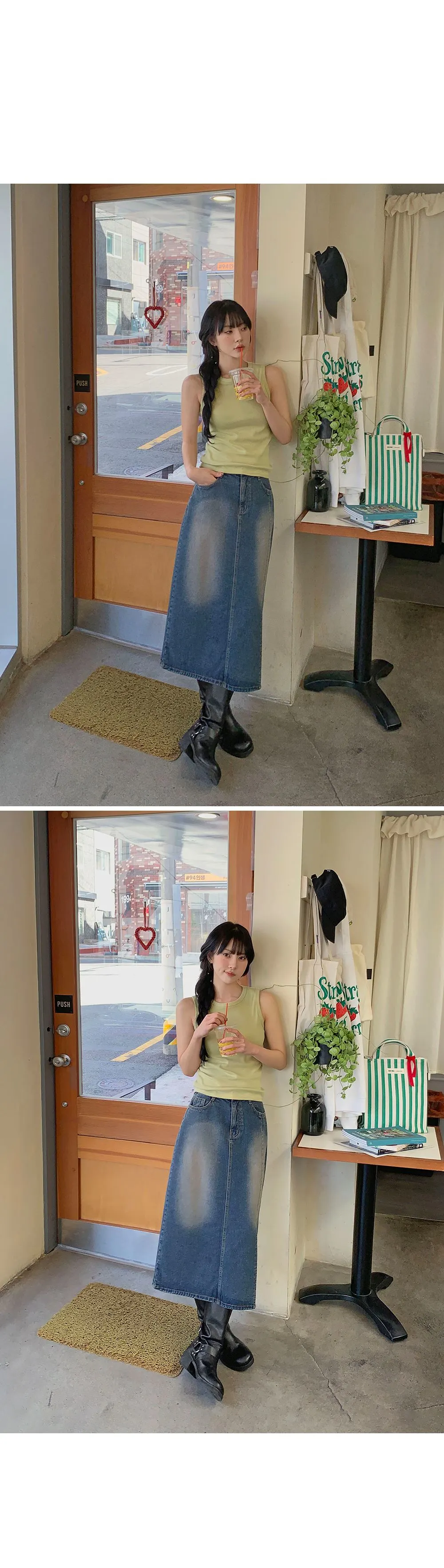 이지골지 라운드넥 슬림핏 베이직 나시