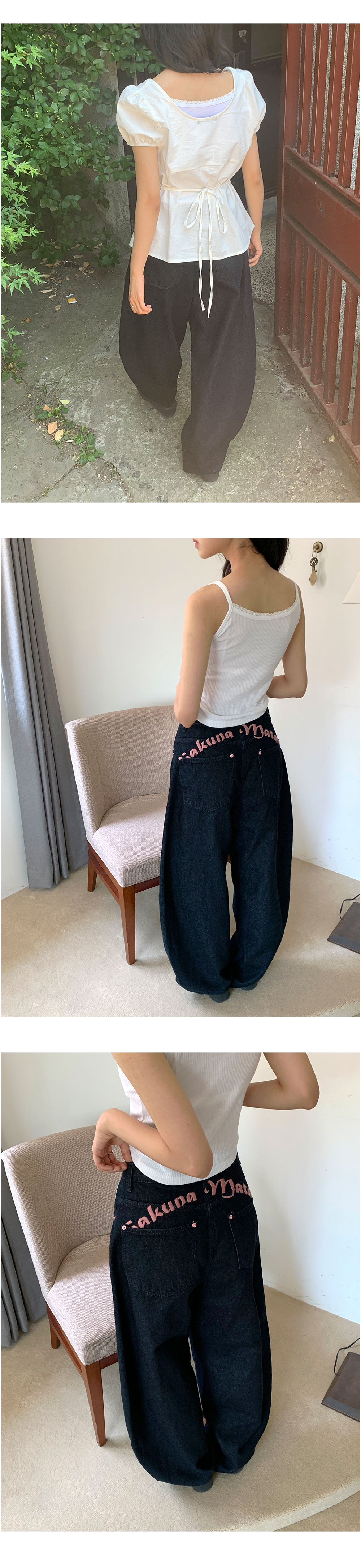 パッチバルーン刺繍デニムパンツ | レディースファッション通販 - DHOLIC