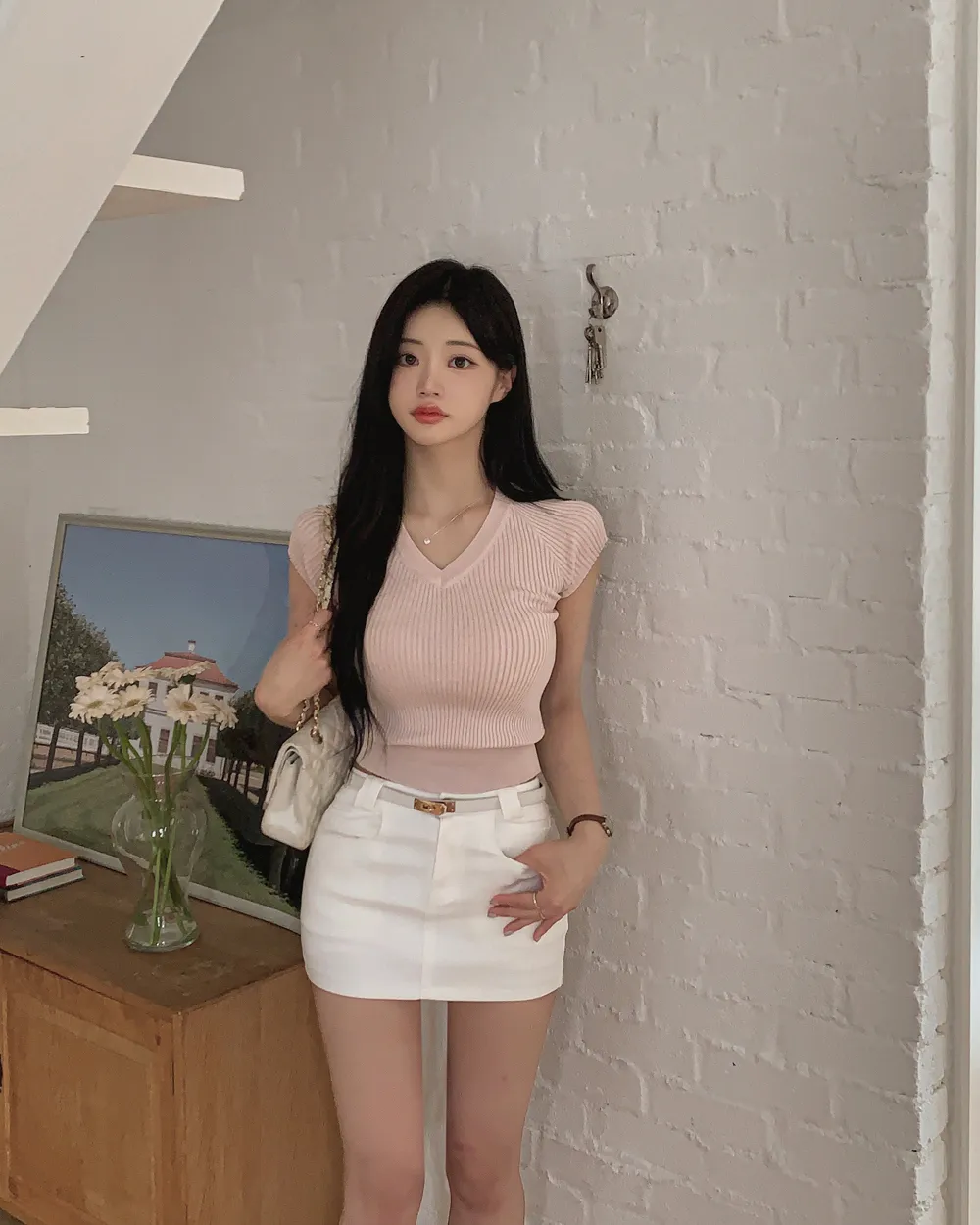 민소매 모델 착용 이미지-S1L39