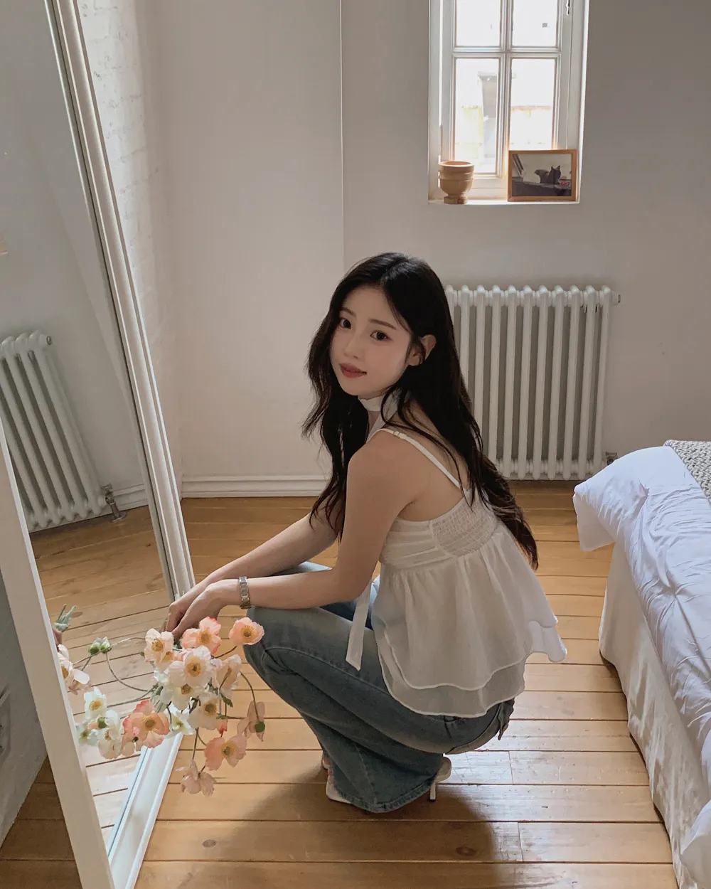 민소매 모델 착용 이미지-S1L63