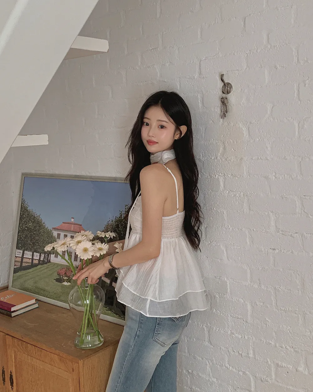 민소매 모델 착용 이미지-S1L72