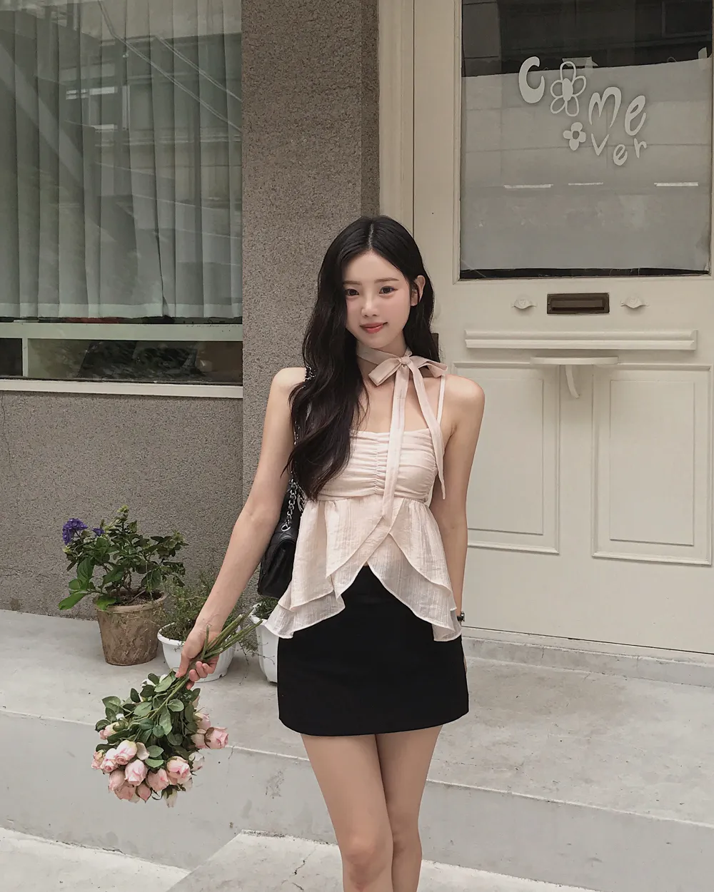 민소매 모델 착용 이미지-S1L50