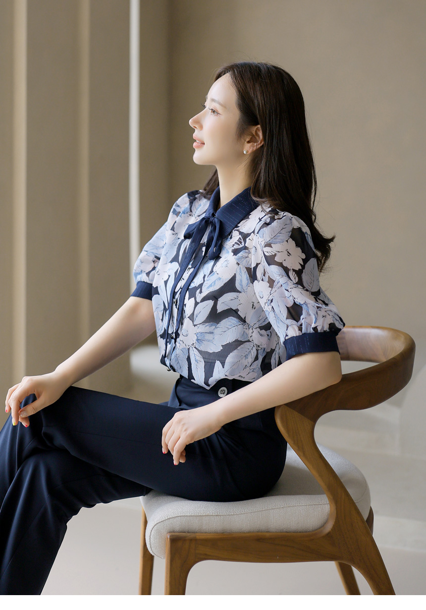 花柄リボン付き長袖ブラウス リボン付きブラウス ZW COLLECTION - オフホワイト | ZARA Japan