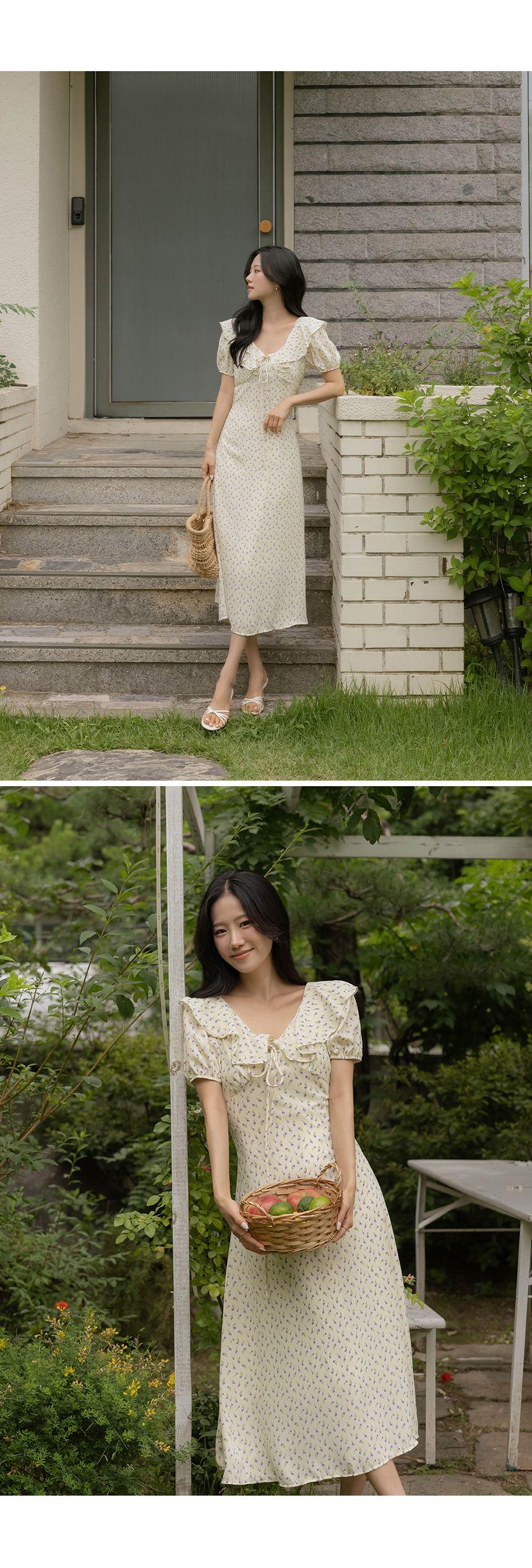 専用　　　　大きいサイズ♡異素材♡パフスリーブドッキングワンピ♡小花柄♡XL バックリボンラッフルパフスリーブジップアップ小花柄ワンピース