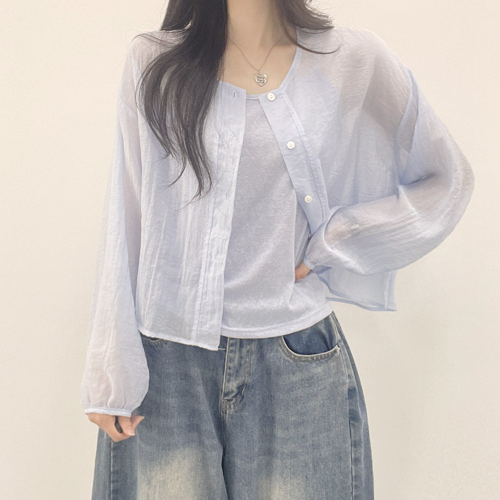 【取引中】パステルギンガム♡透け感♡シースルーブラウス♡ 取引中】パステルギンガム♡透け感♡シースルーブラウス♡