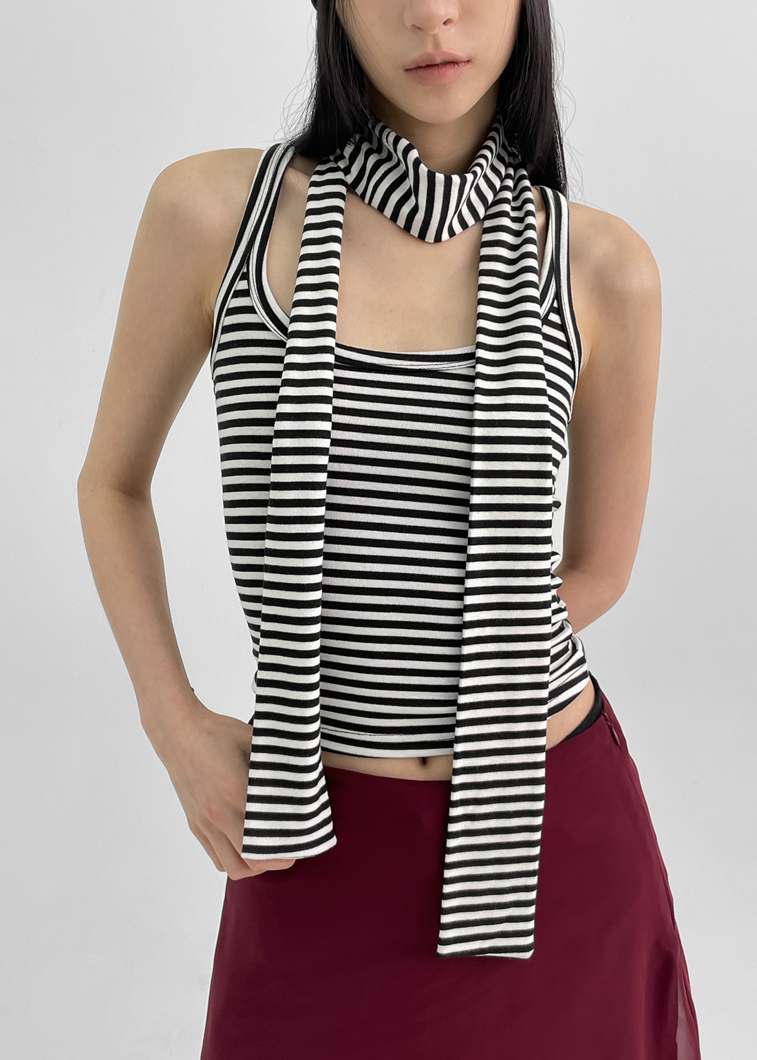 ポメリーさま専用。未使用LA MONDシングルコートとボーダーマフラー volume fringe check muffler/ボリュームフリンジチェック