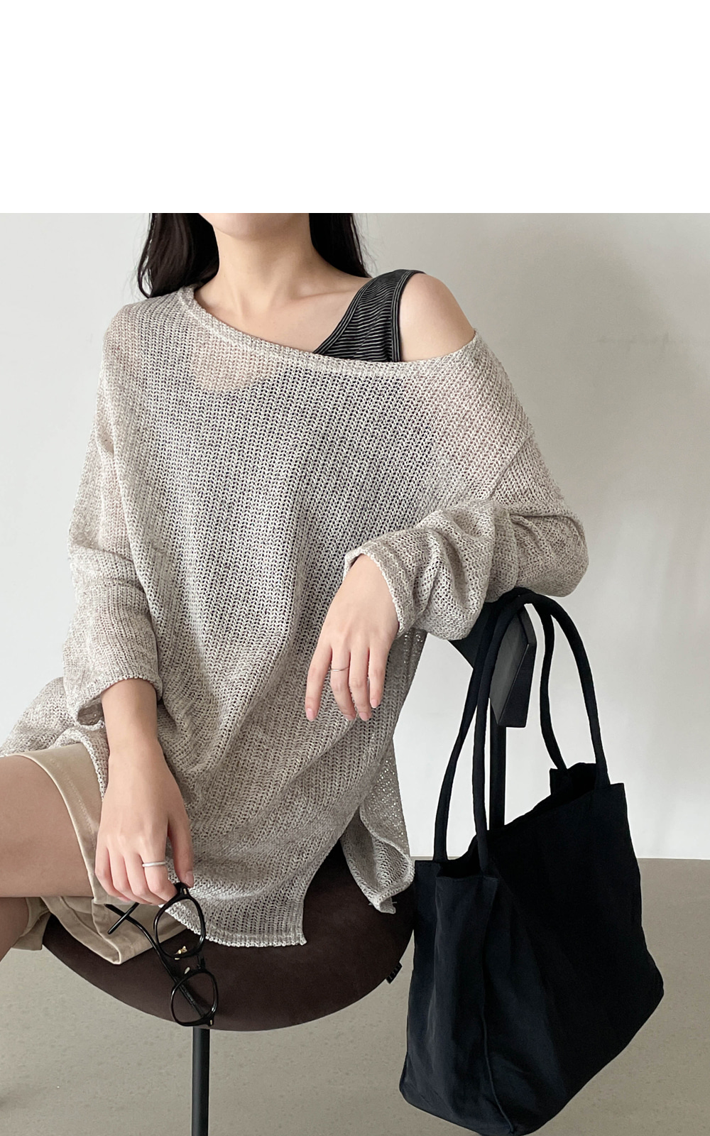 新品⭐︎リネン混ボートネックニット リネン混ボートネックルーズニット | レディースファッション