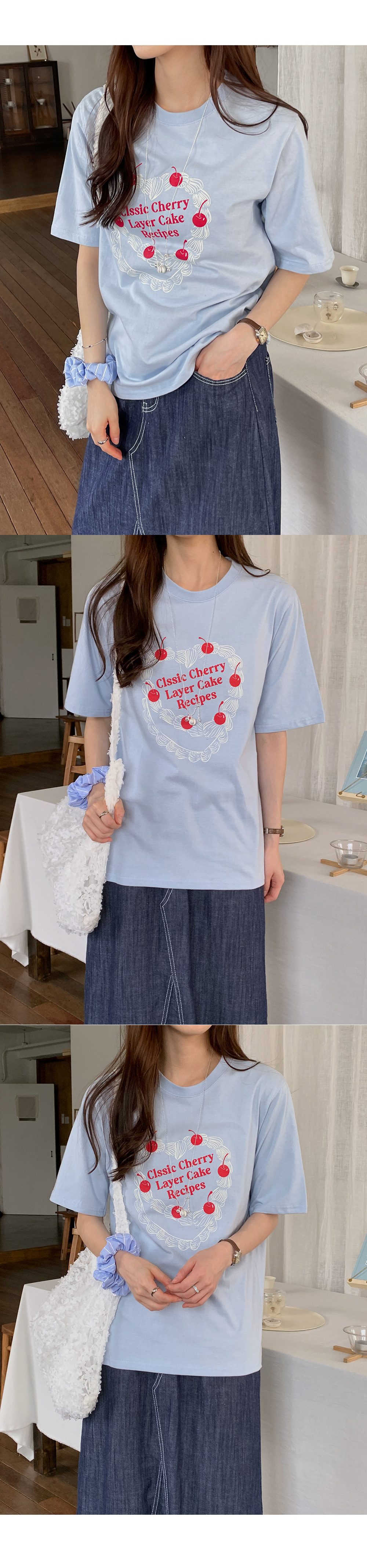コットンラウンドネックプリントTシャツ | レディースファッション通販