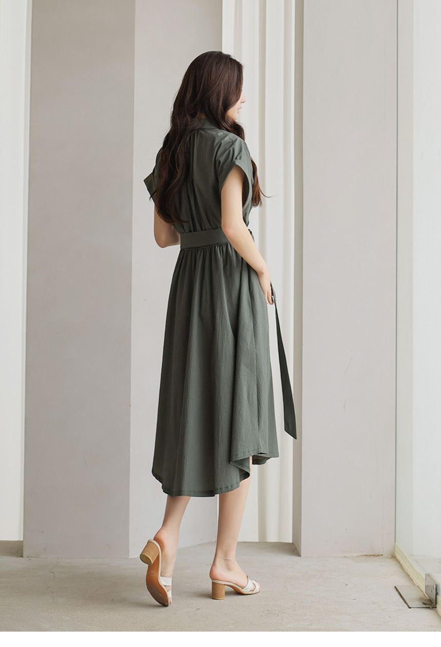 【de peri mera】ベロニカ シアサッカー シャツ ワンピース セール】Seersucker Shirt Dress／シアサッカーシャツワンピース