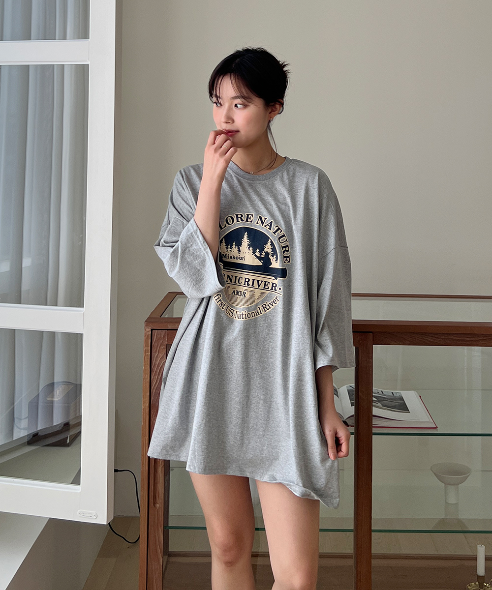 オーバーサイズボクシー半袖プリントTシャツ | レディースファッション