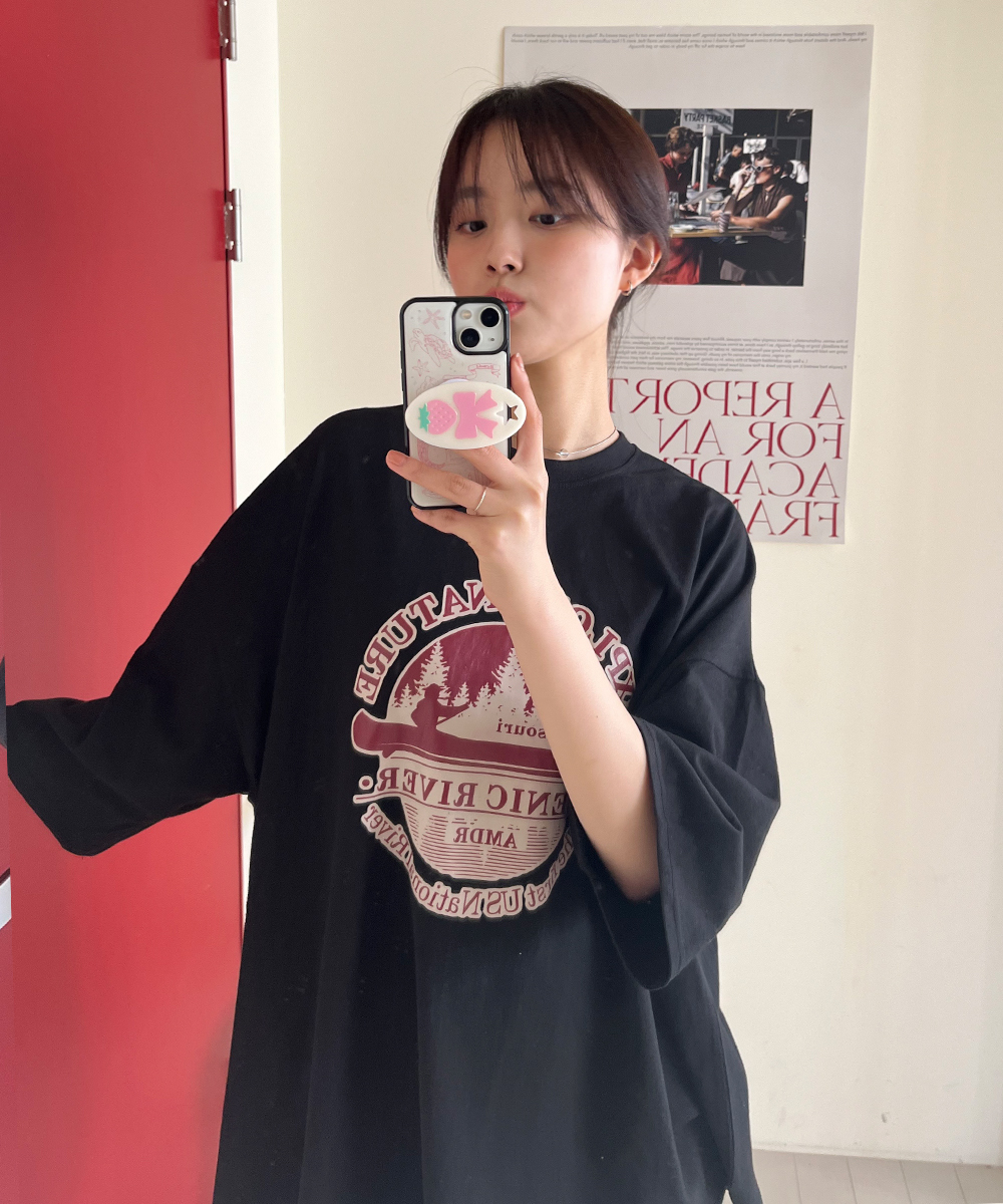 オーバーサイズボクシー半袖プリントTシャツ | レディースファッション