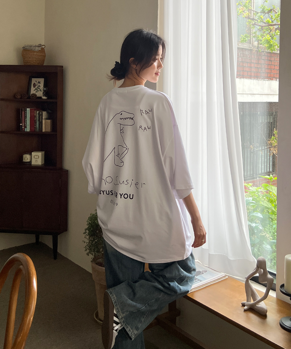 オーバーサイズボクシー半袖バックプリントTシャツ | レディース