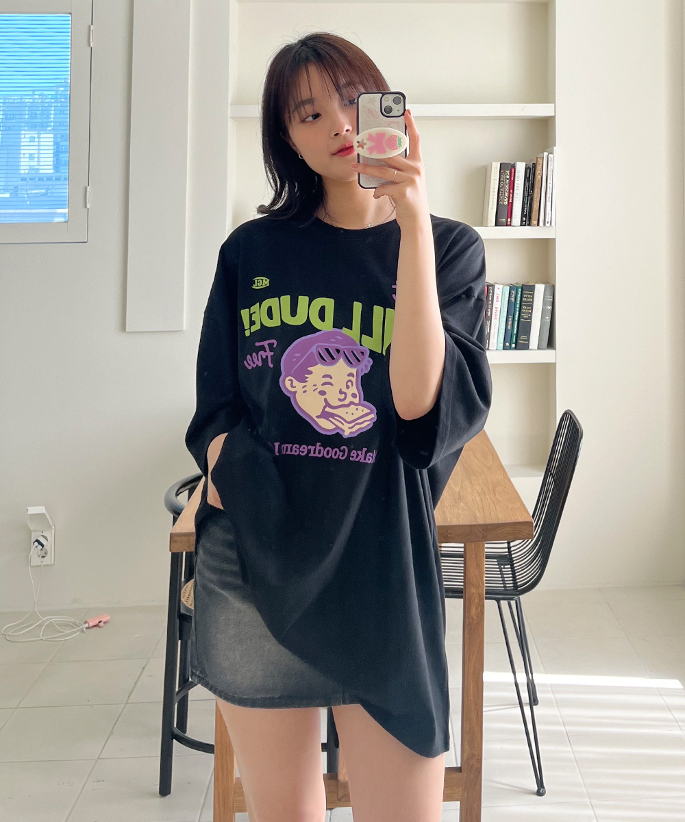 オーバーサイズボクシー半袖プリントTシャツ | レディースファッション