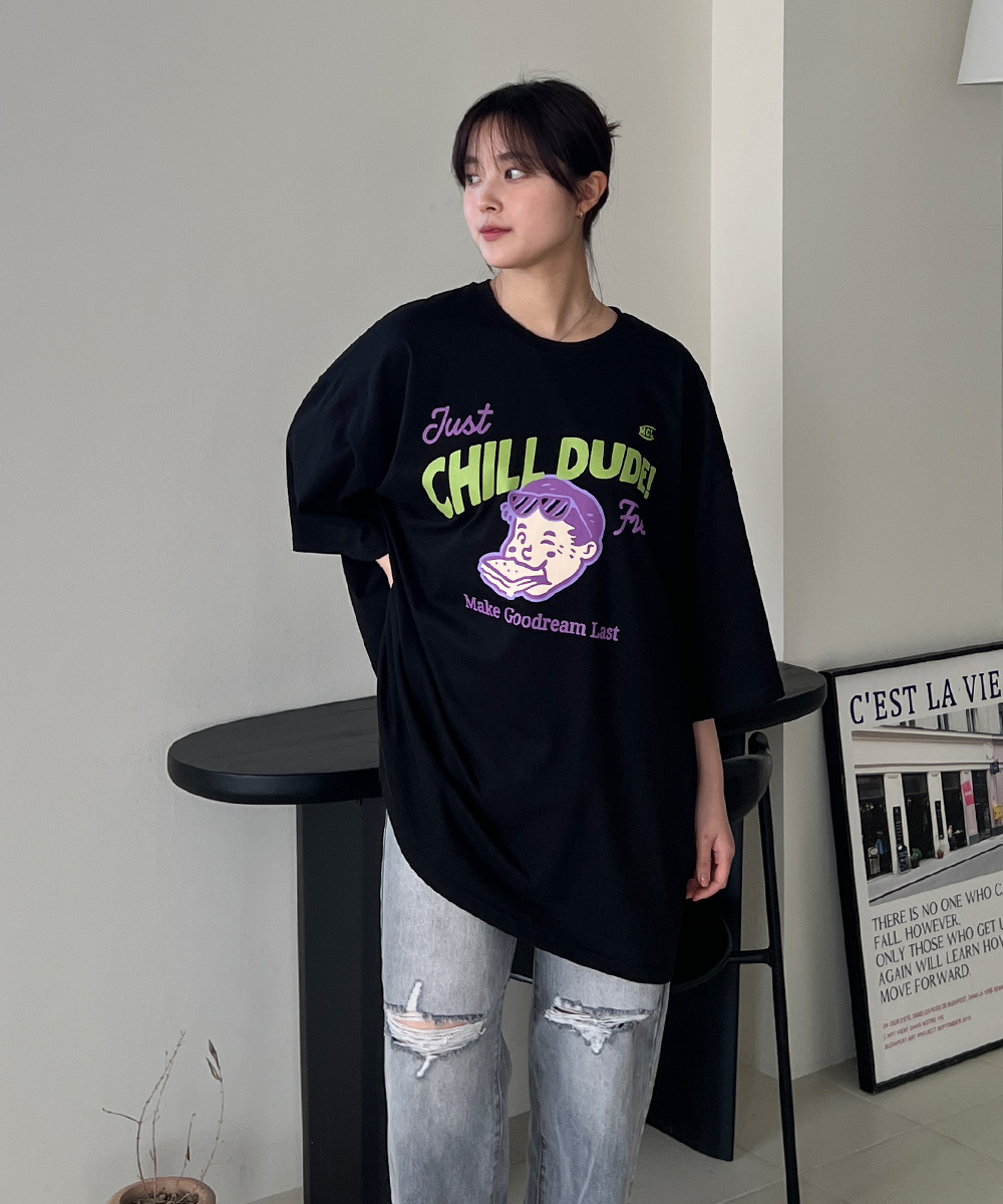 オーバーサイズボクシー半袖プリントTシャツ | レディースファッション