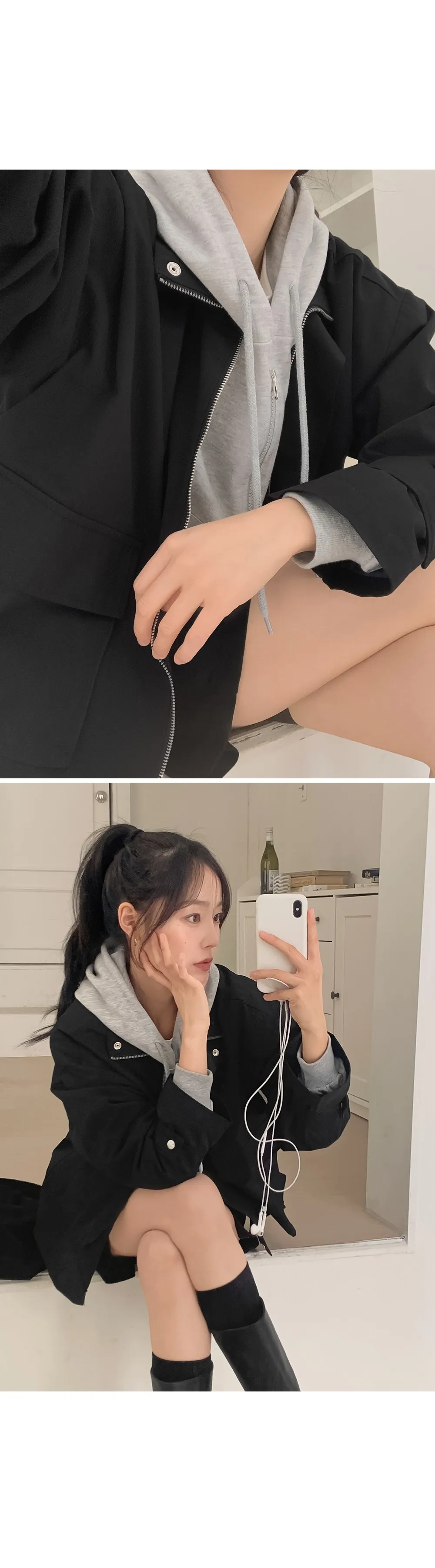 푸젠 루즈핏 하이넥 야상점퍼