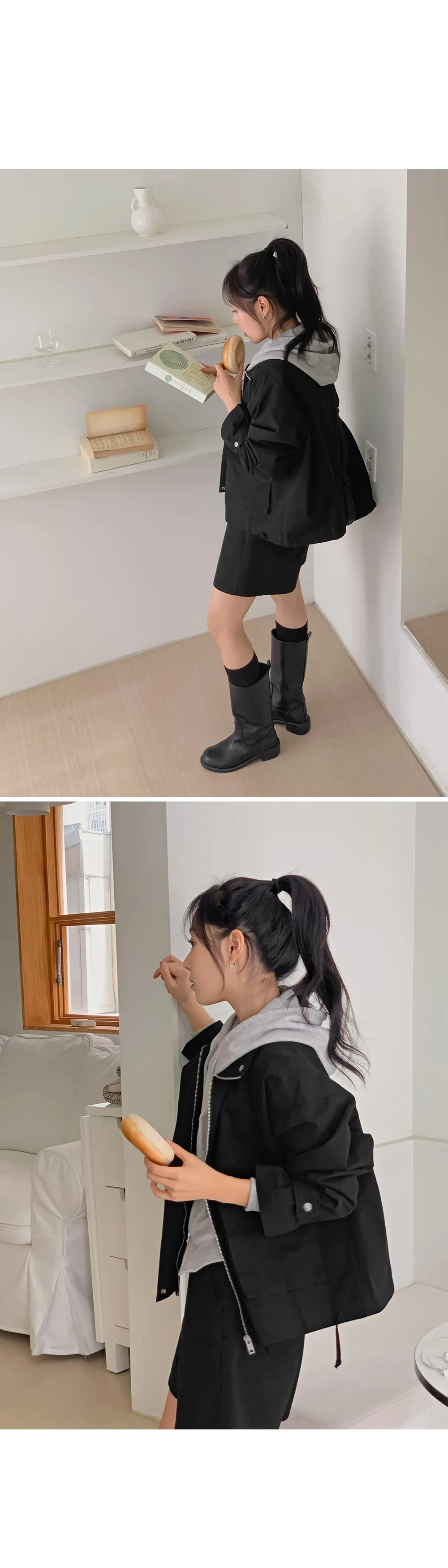 푸젠 루즈핏 하이넥 야상점퍼