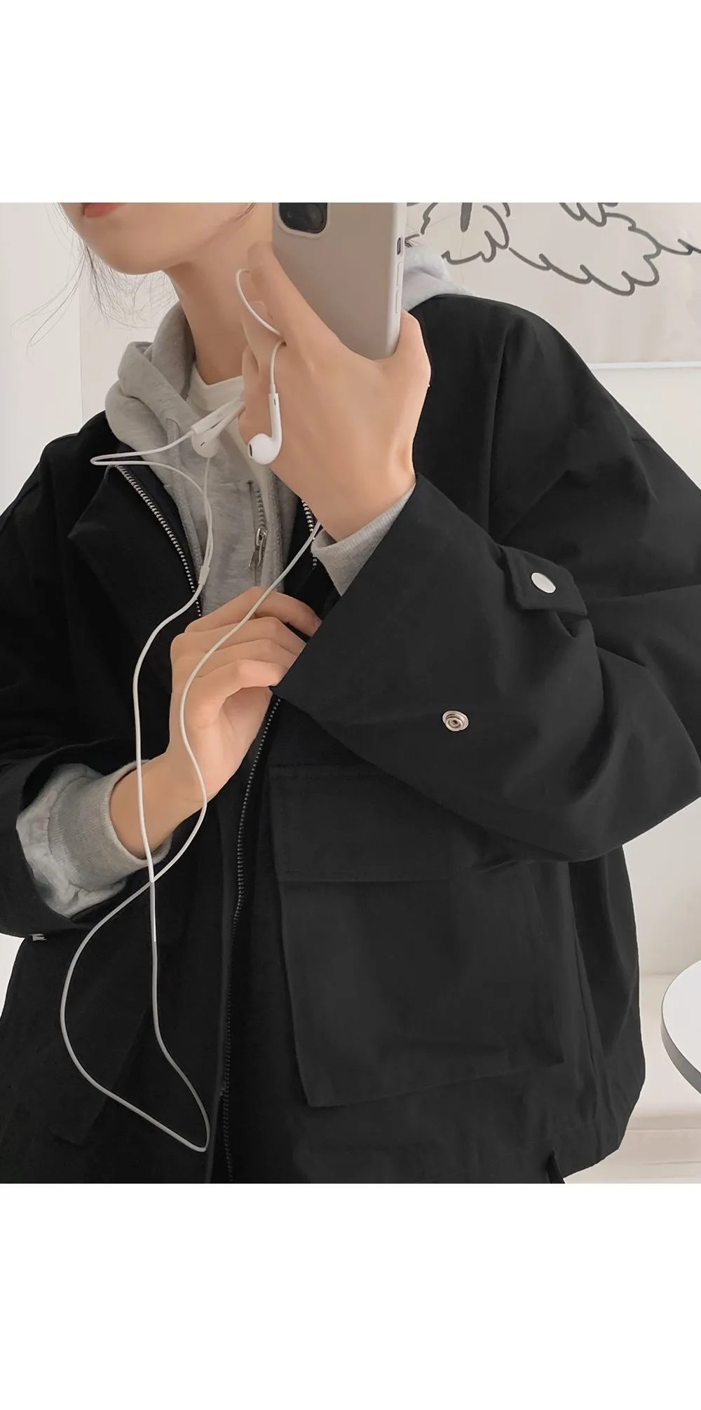 푸젠 루즈핏 하이넥 야상점퍼