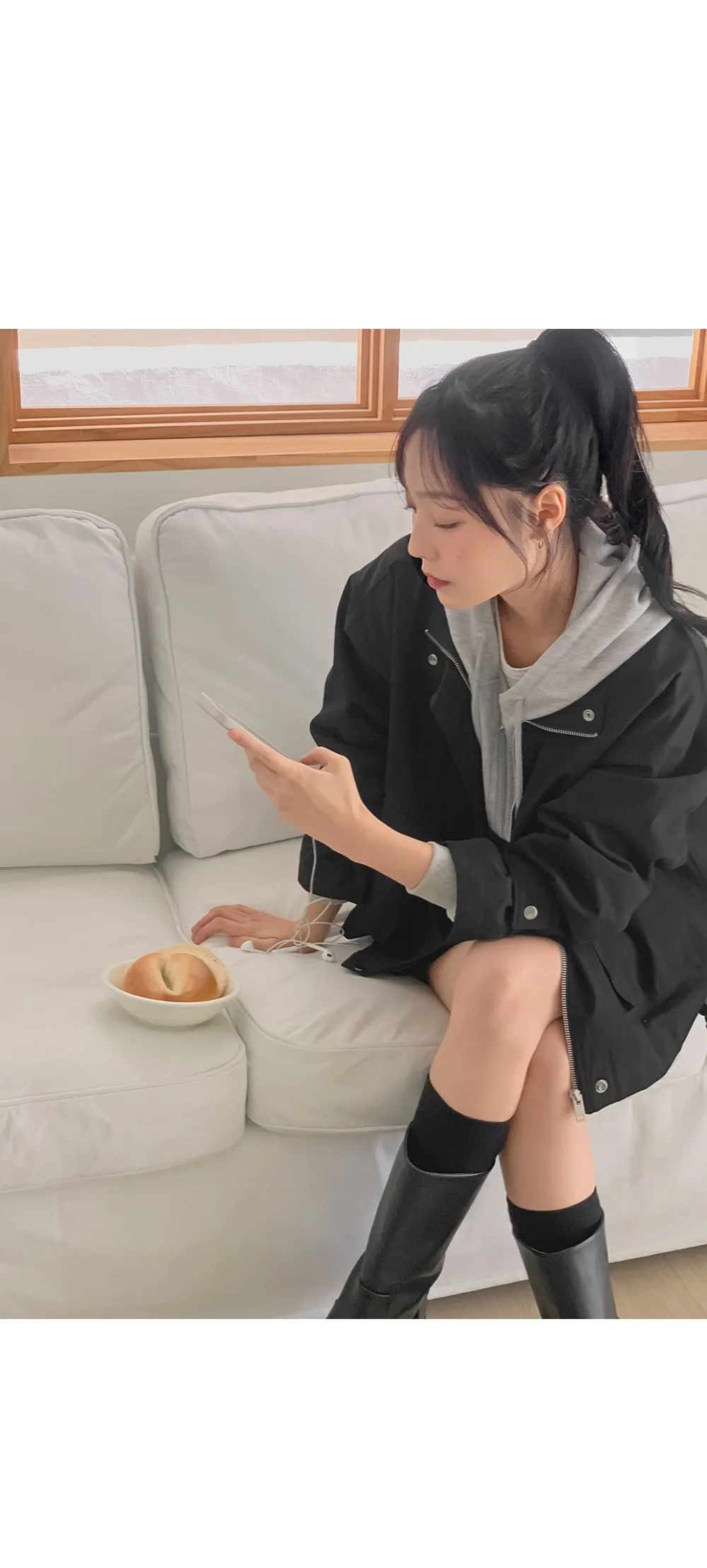 푸젠 루즈핏 하이넥 야상점퍼