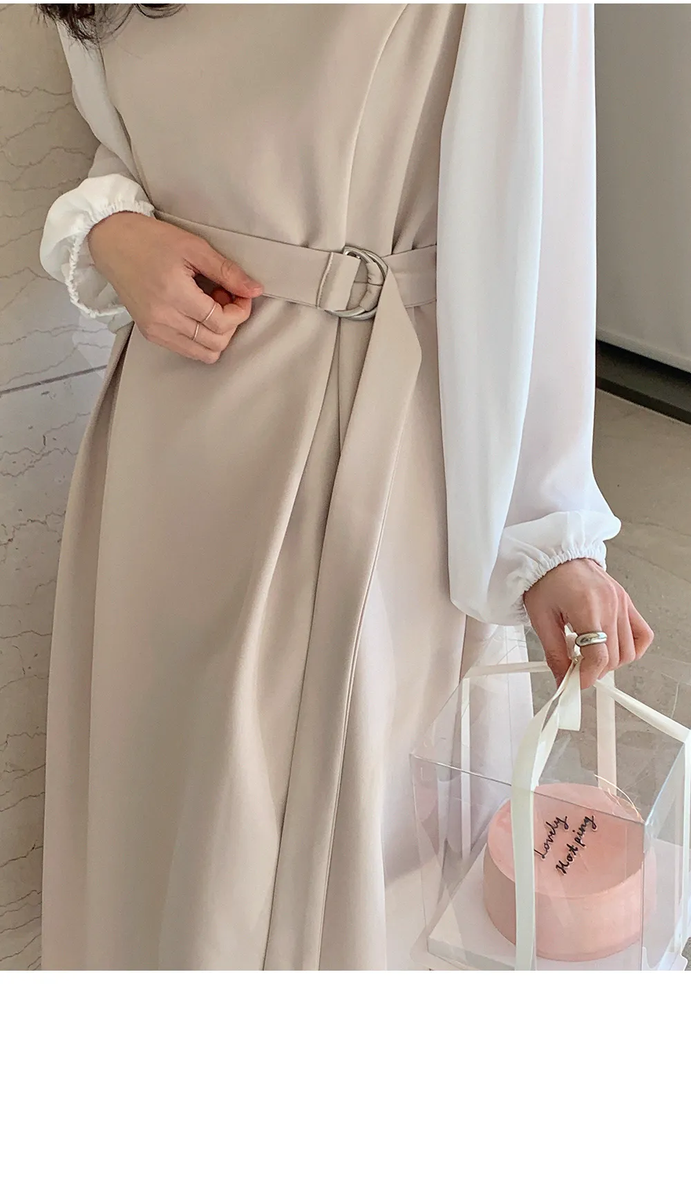 L-1373 러플카라 쉬폰 셔링블라우스