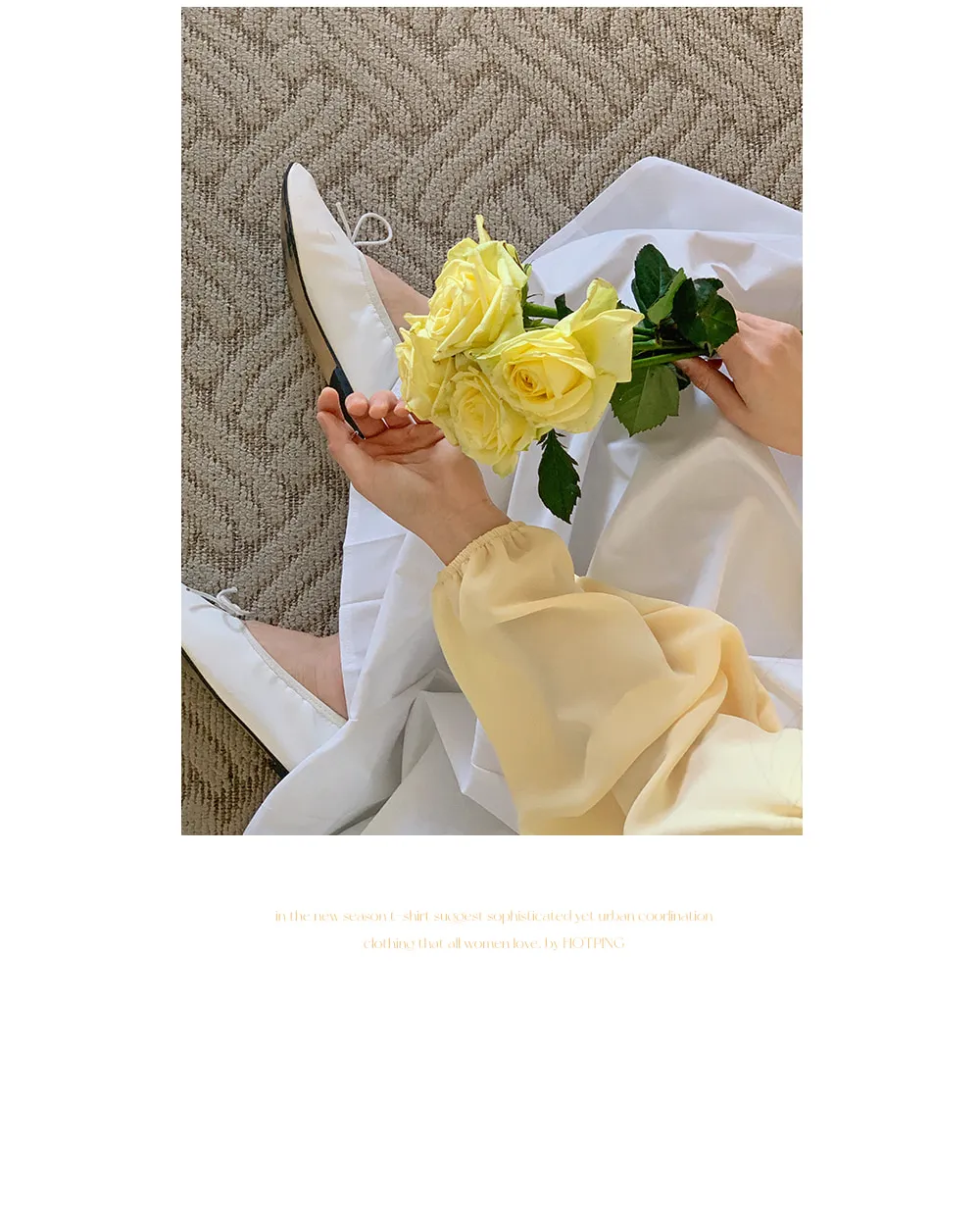 L-1373 러플카라 쉬폰 셔링블라우스