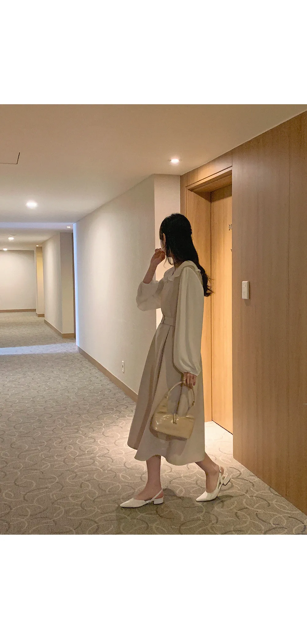 L-1373 러플카라 쉬폰 셔링블라우스
