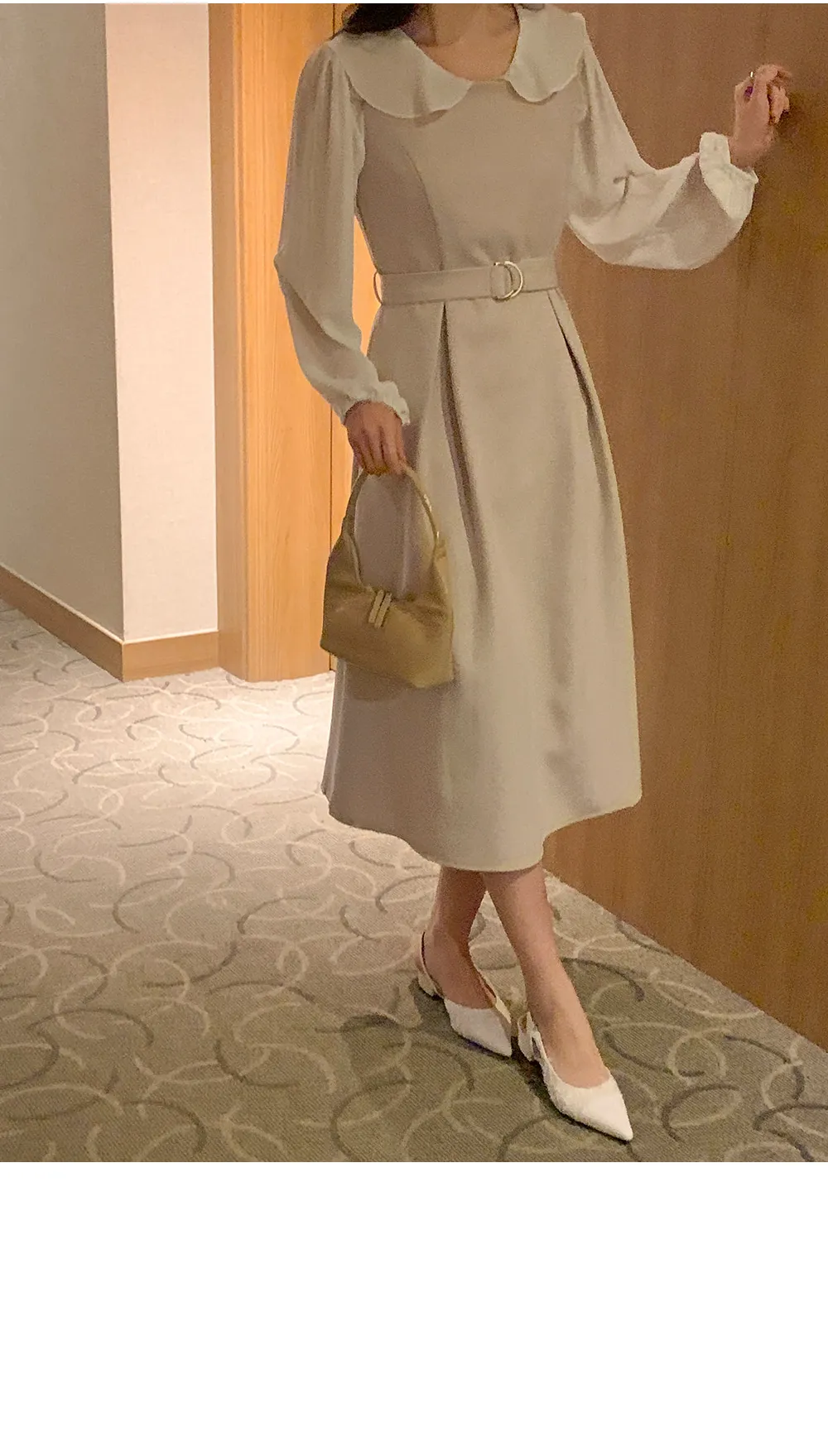 L-1373 러플카라 쉬폰 셔링블라우스