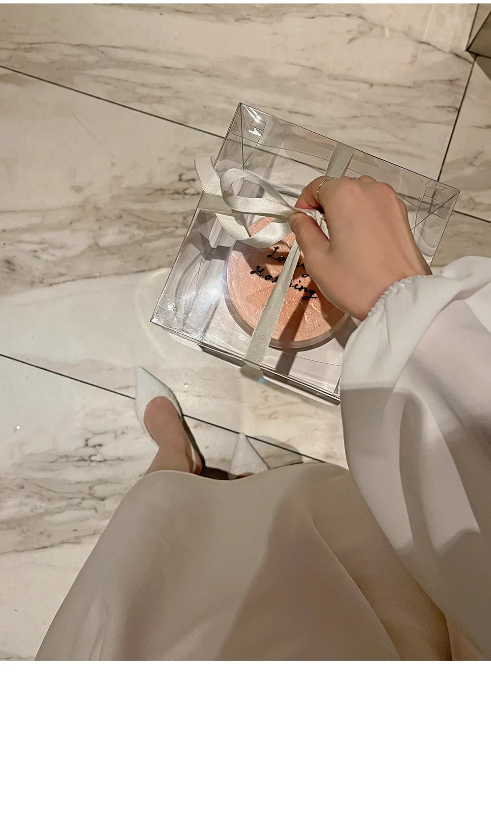 L-1373 러플카라 쉬폰 셔링블라우스