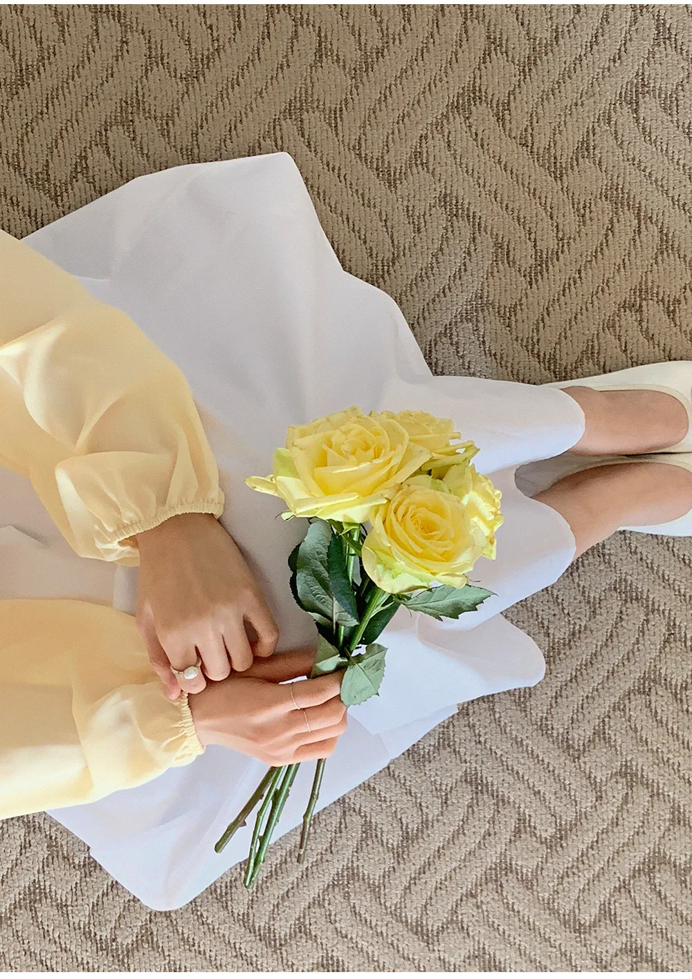 L-1373 러플카라 쉬폰 셔링블라우스