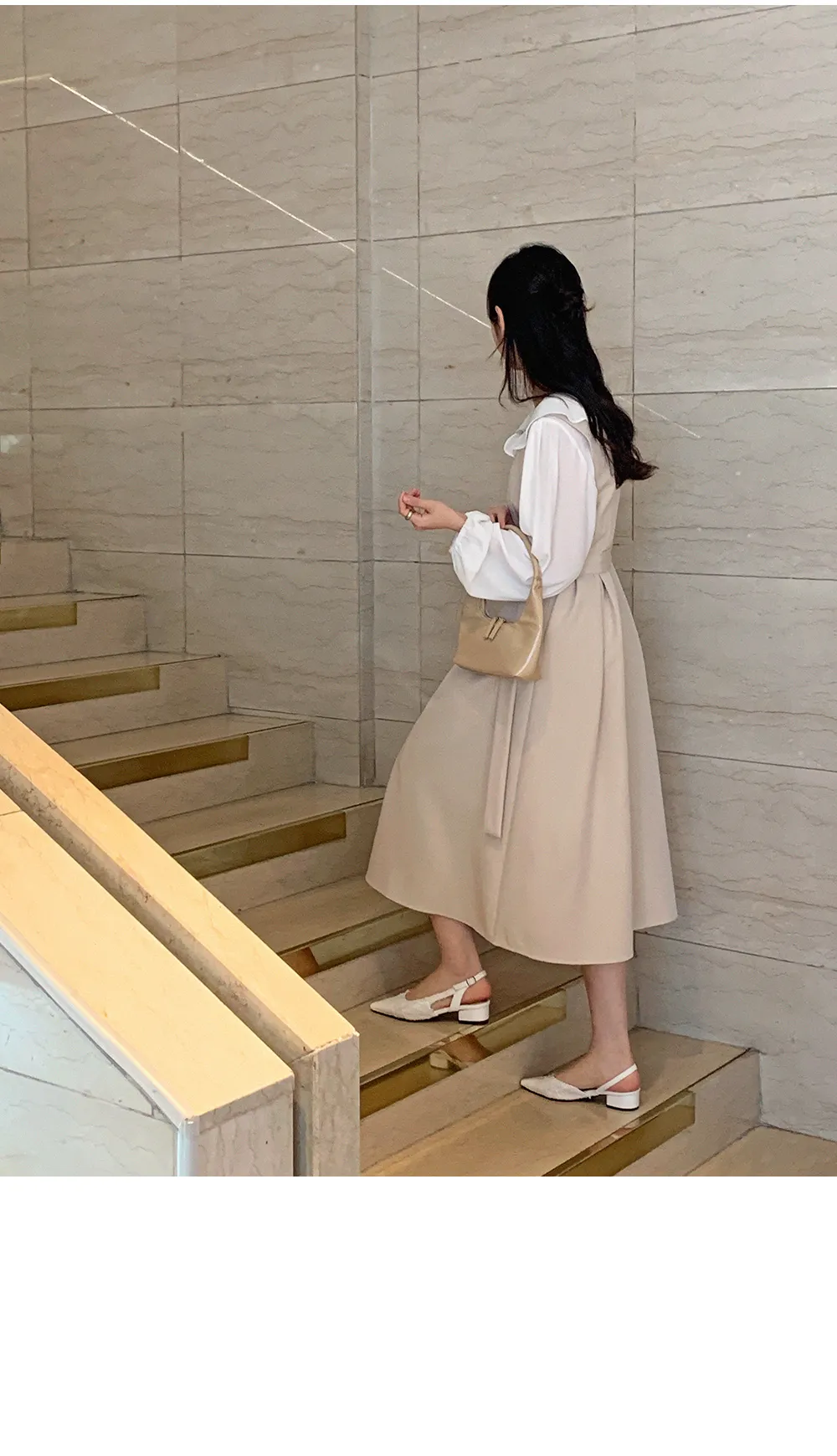 L-1373 러플카라 쉬폰 셔링블라우스