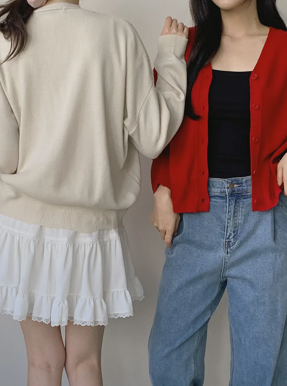 RIRINCO Ⅴネックルーズフィットニットカーディガン