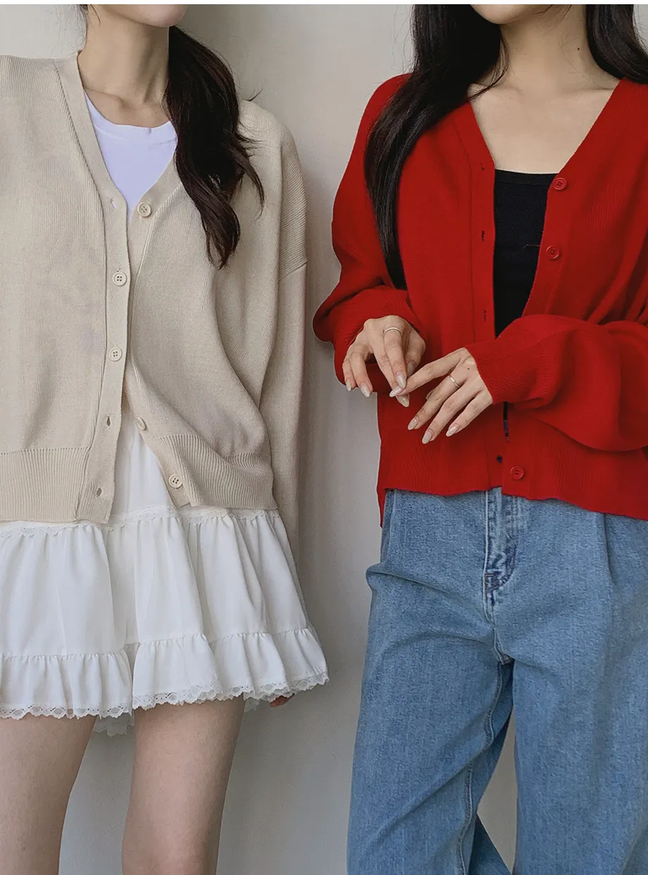 RIRINCO Ⅴネックルーズフィットニットカーディガン