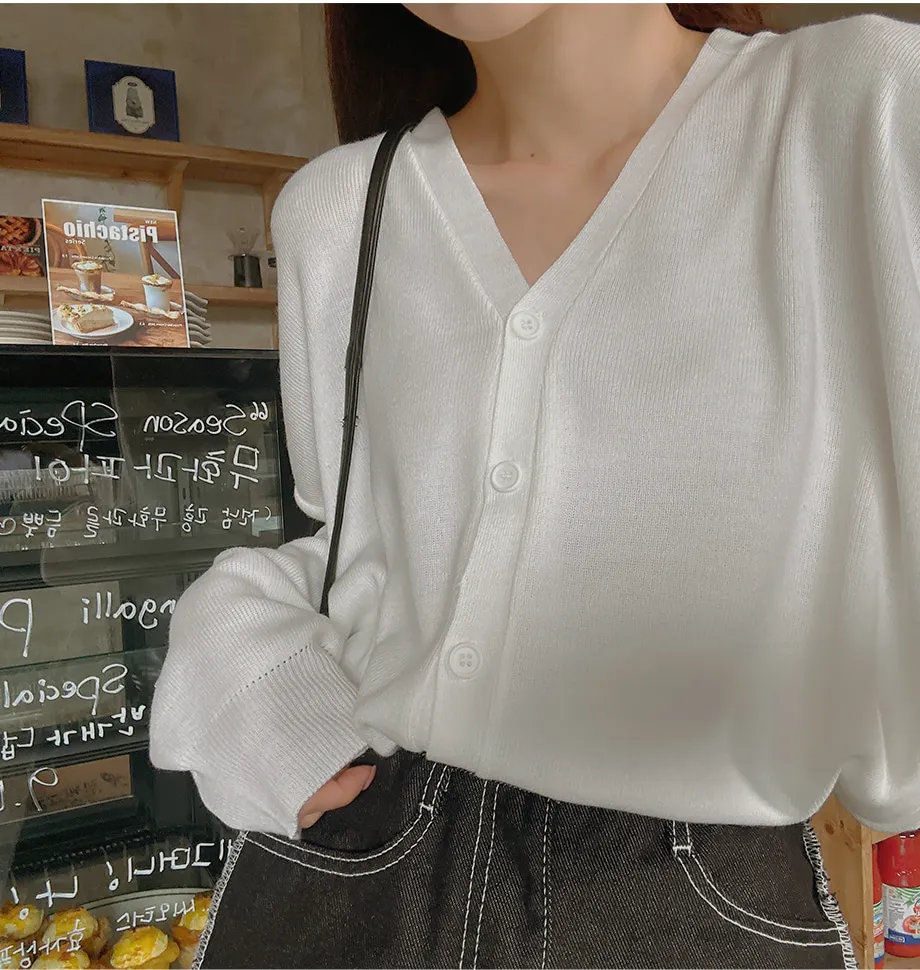 RIRINCO Ⅴネックルーズフィットニットカーディガン