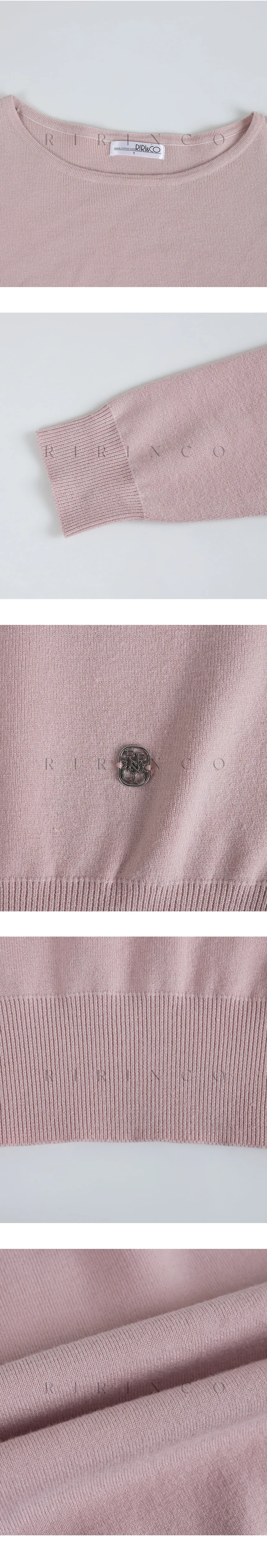 RIRINCO スパンデックスボートネックロゴペンダントニット
