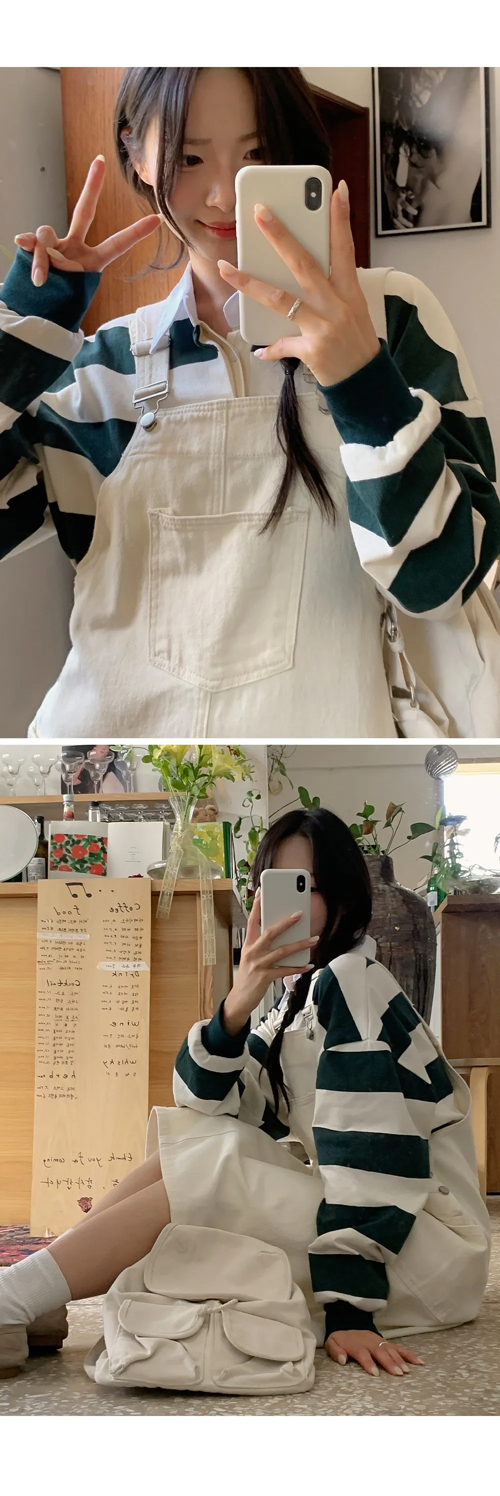 사이좋은 데님멜빵롱원피스