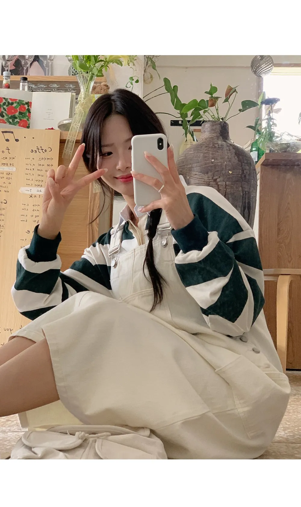 사이좋은 데님멜빵롱원피스