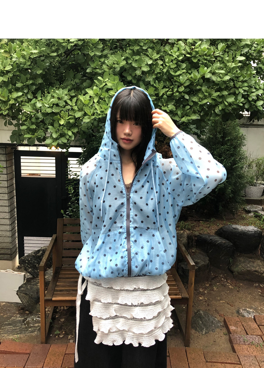 シースルードットジップパーカー | レディースファッション通販 - DHOLIC