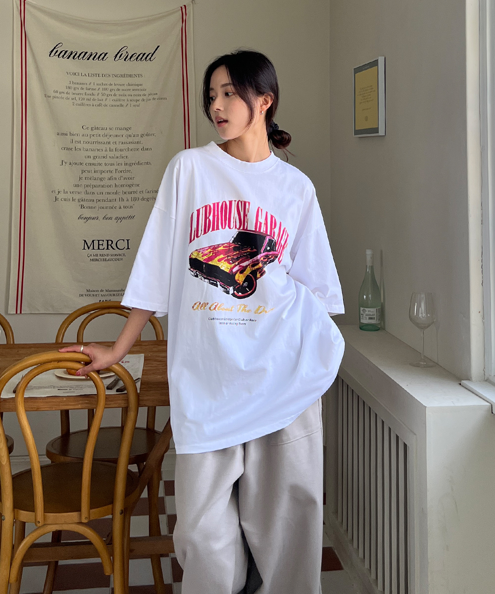 オーバーサイズ半袖ワイドプリントTシャツ | レディースファッション