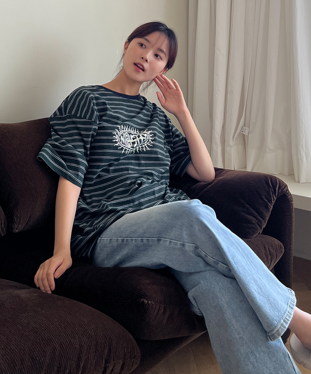オーバーサイズボクシー半袖ボーダーTシャツ | レディースファッション