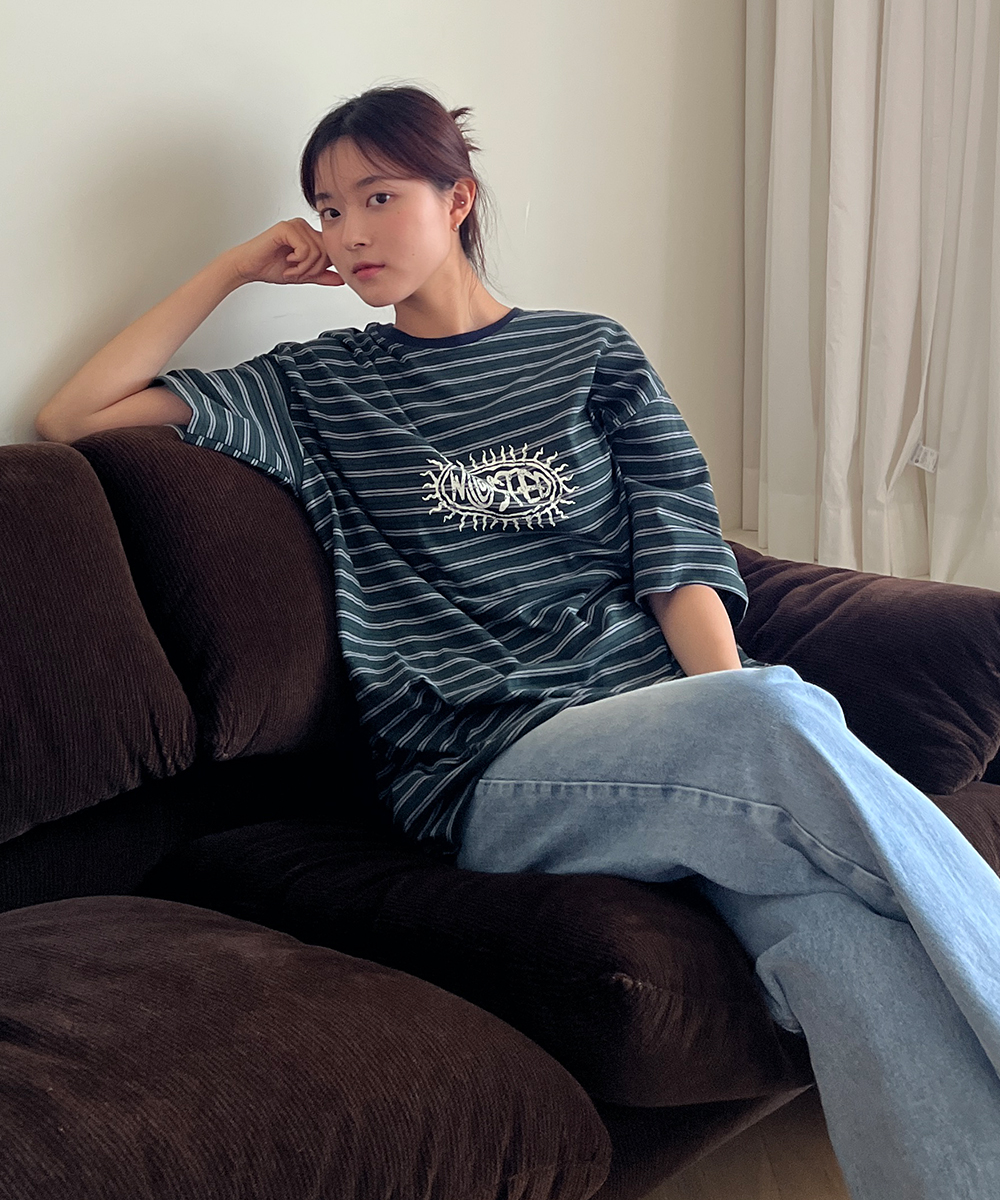 オーバーサイズボクシー半袖ボーダーTシャツ | レディースファッション