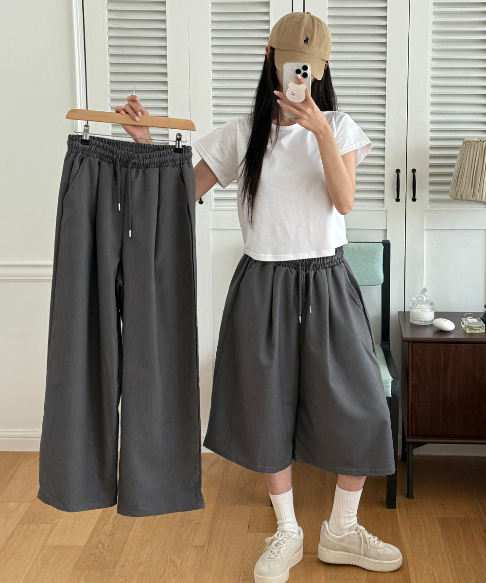 ピンタックゴムオーバーサイズワイドスラックス | レディース