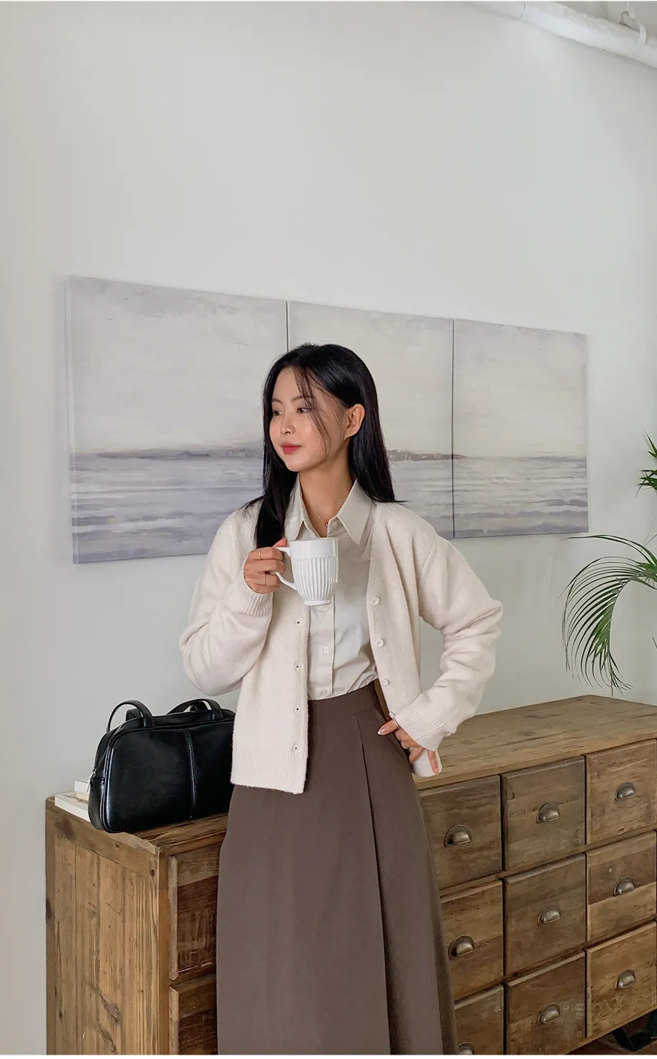 RIRINCO RIRINCO Vネックニット長袖カーディガン 