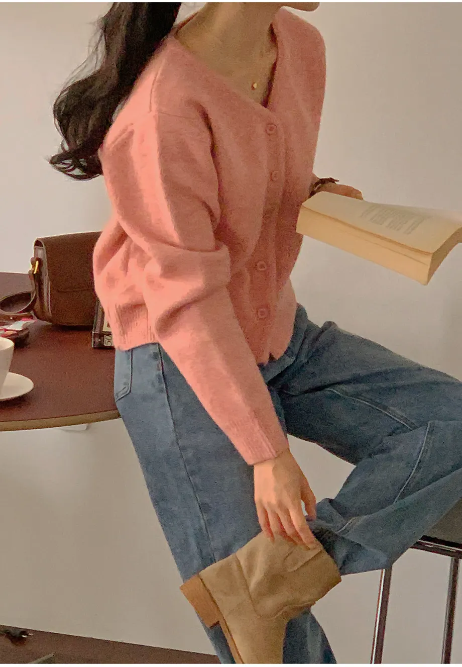 RIRINCO RIRINCO Vネックニット長袖カーディガン 
