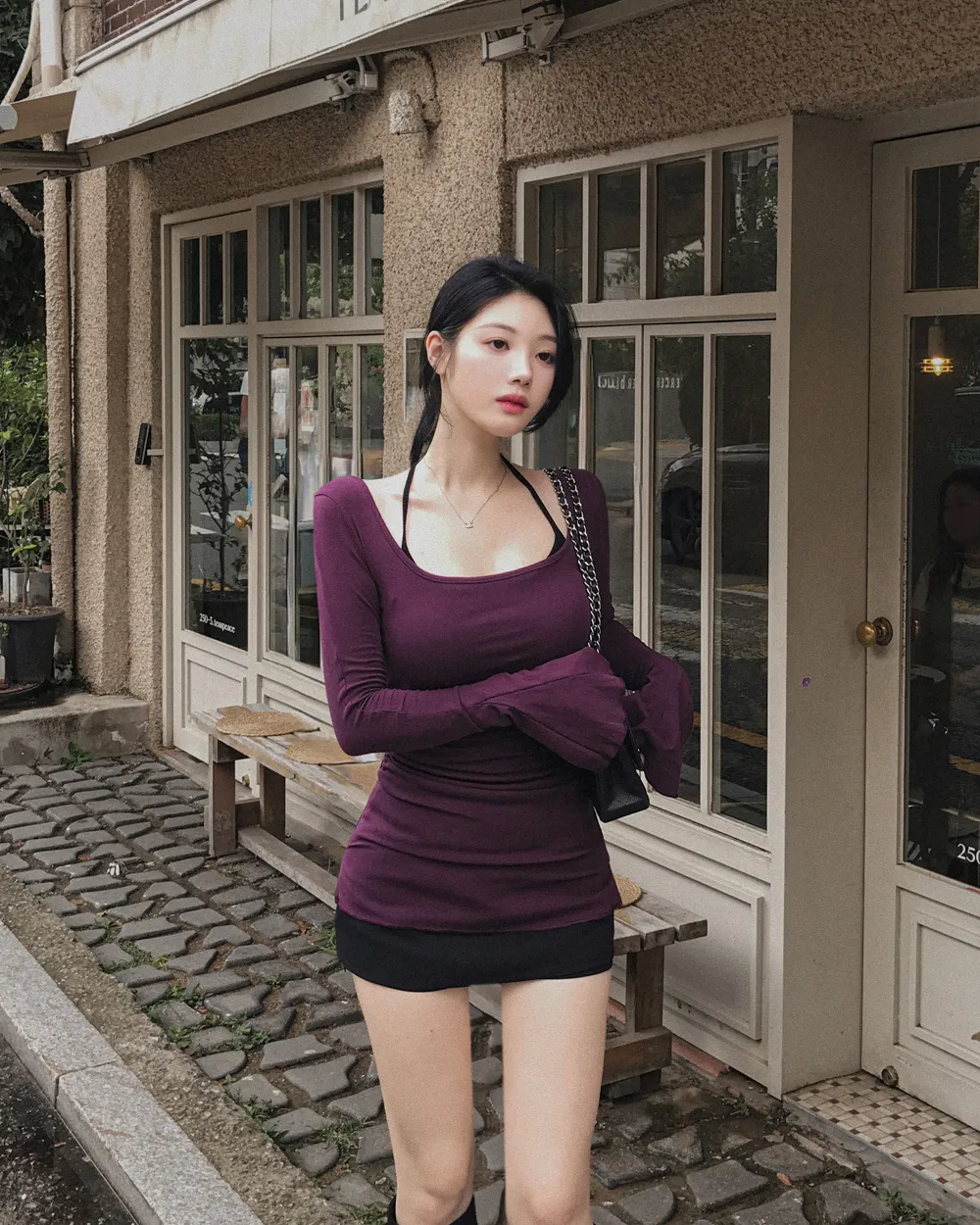 긴팔 티셔츠 모델 착용 이미지-S1L73
