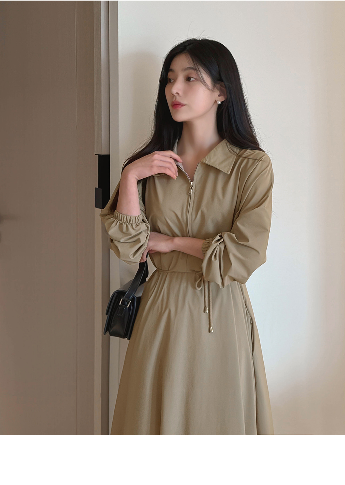【新品未開封タグ付き】Paul Smith ラウンジウェア ワンピース ベージュ カラーハーフジップドローストリングロング長袖ワンピース