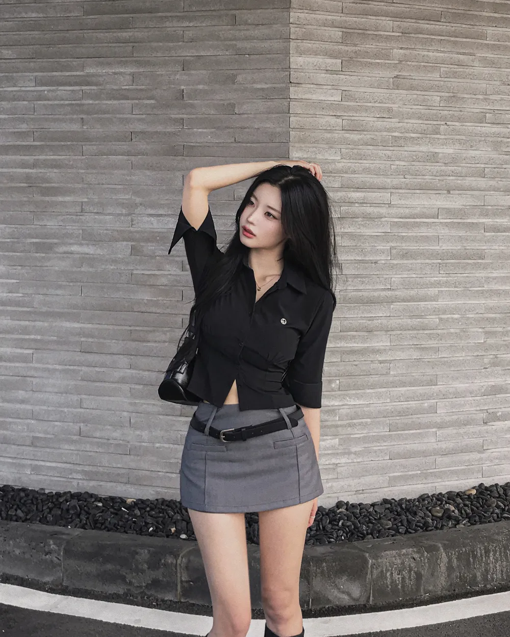 반팔 티셔츠 모델 착용 이미지-S1L92