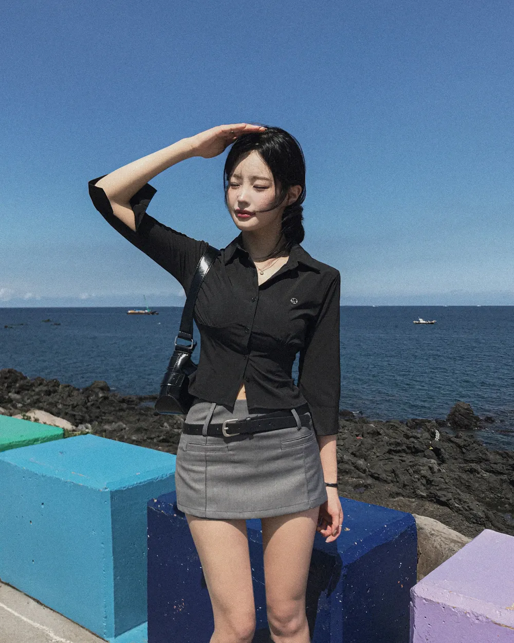 반팔 티셔츠 모델 착용 이미지-S1L61